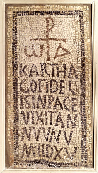 Paleochretian antiquite: funerary mosaic of Karthago, comes from the ruins of the ancient