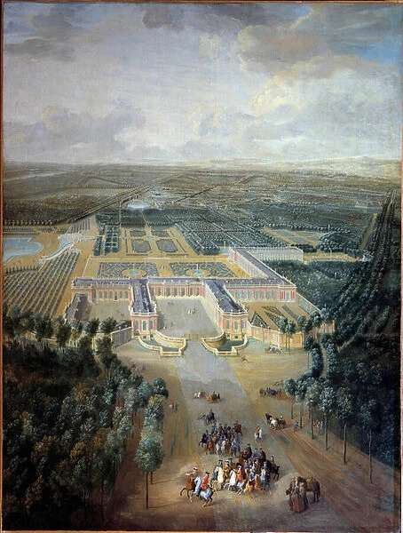 Perspective view of the castle and gardens of Trianon: promenade of King Louis XV