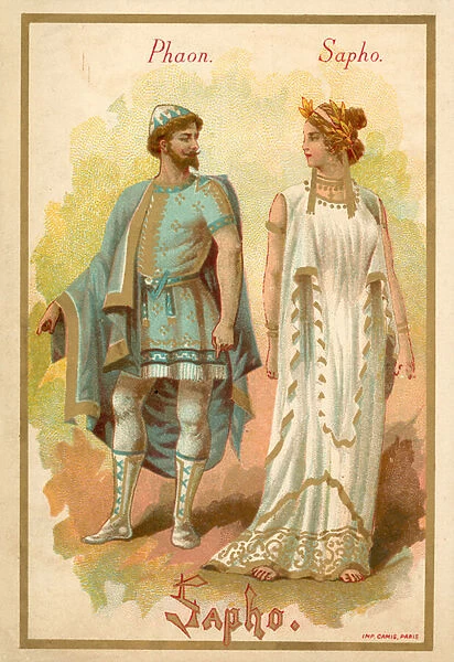 Phaon and Sappho, from Giovanni Pacinis opera Saffo (chromolitho)