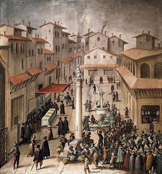 Piazza del Mercato Vecchio, Florence, 1555 (fresco)