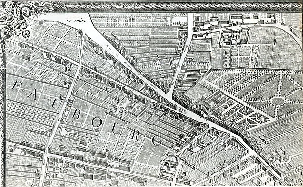 Plan of Paris, known as the Plan de Turgot, engraved by Claude Lucas, 1734-39
