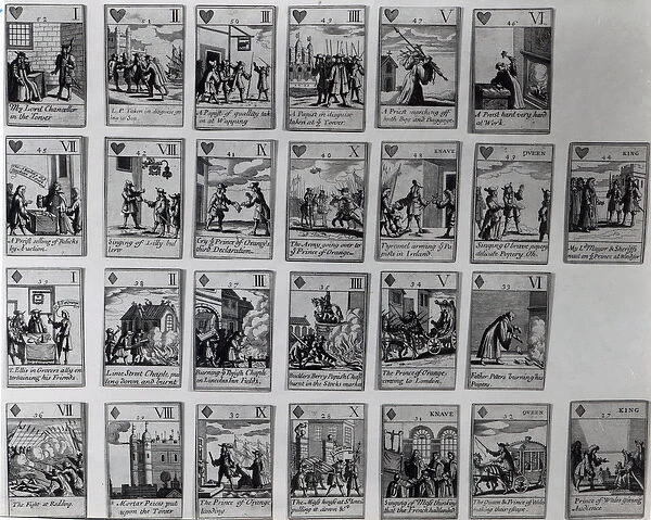 Playing cards depicting episodes from the Glorious Revolution of 1688-89, c