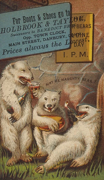 Polars Bears Drinking And Smoking (chromolitho)