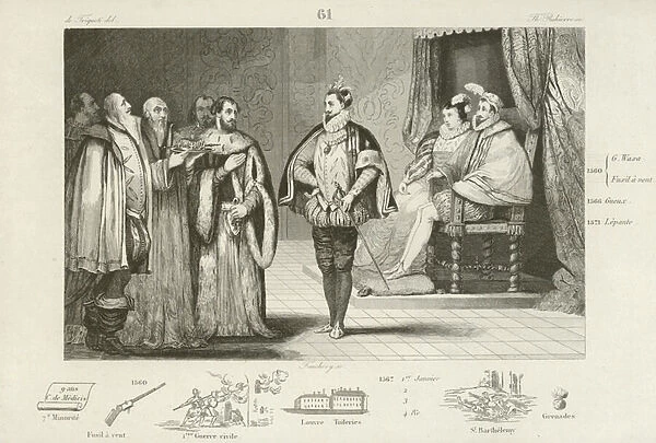 Polish ambassadors informing Henry, Duke of Anjou that he bas been elected King of Poland, 1573 (engraving)