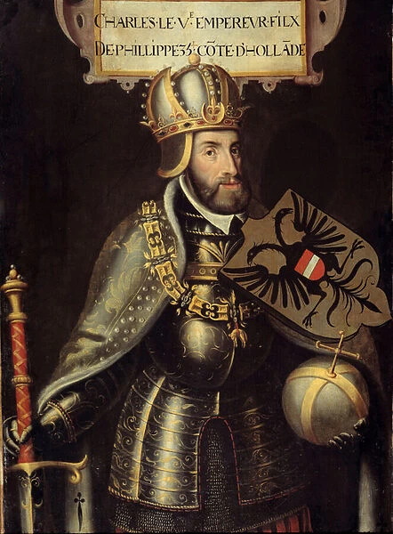 Portrait in foot of Charles V (1500-1558) King of Spain