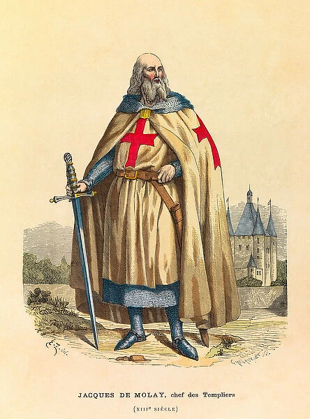 Portrait of Jacques de Molay (1244 - 1314), Grand Master of the Templars in the 13th