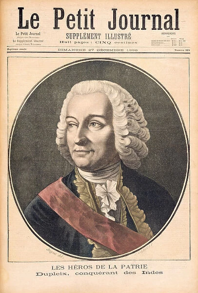 Portrait of Joseph Francis Dupleix (1697-1763), illustration from Le Peit Journal