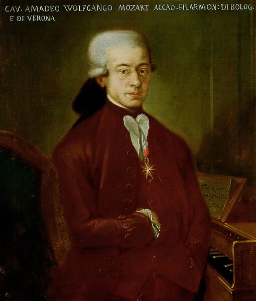 Portrait of Wolfgang Amadeus Mozart (1756-91) after 1770 (oil on canvas)