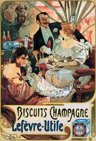Poster advertising Biscuits Champagne Lefevre-Utile, 1896 (colour litho)