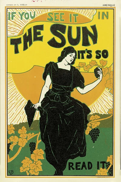 Poster advertising The Sun newspaper, 1895 (colour litho)