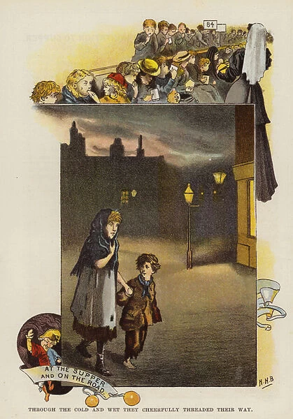 Poverty in Victorian Britain, late 19th Century (chromolitho)