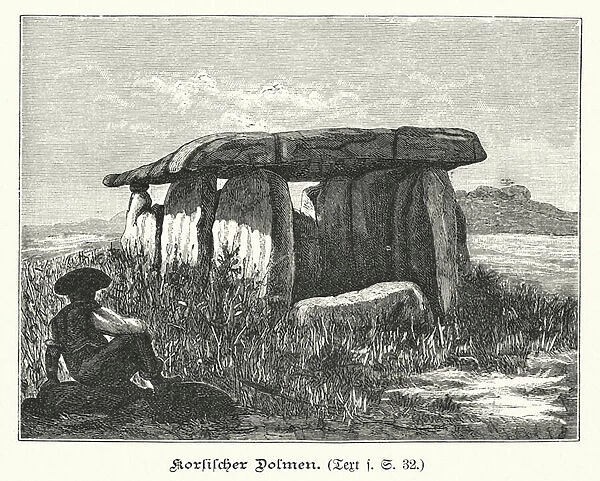 Prehistoric dolmen, Corsica (engraving)