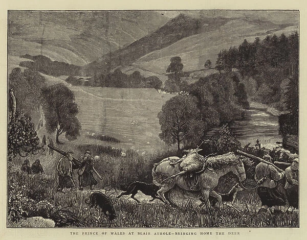 The Prince of Wales at Blair Athole, bringing Home the Deer (engraving)