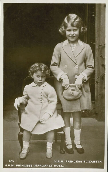 Princess Elizabeth and Princess Margaret (b  /  w photo)