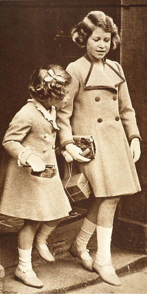 Princess Elizabeth and her Sister Out Shopping (b  /  w photo)