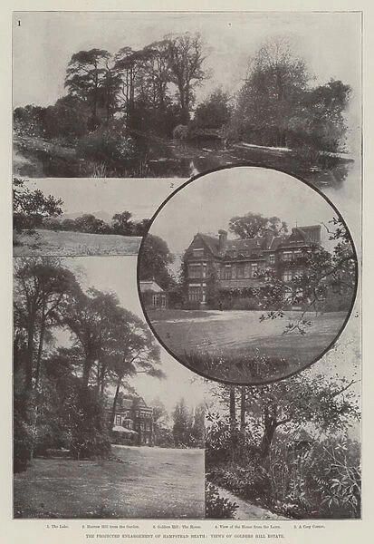 The Projected Enlargement of Hampstead Heath, Views of Golders Hill Estate (litho)