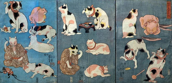 Proverbs Illustrated by Cats (Tatoe zukushi no uchi), c. 1852