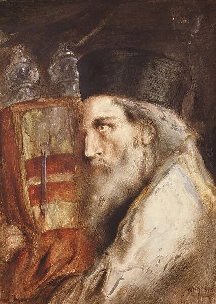 Rabbi Carrying the Torah (w  /  c on paper)
