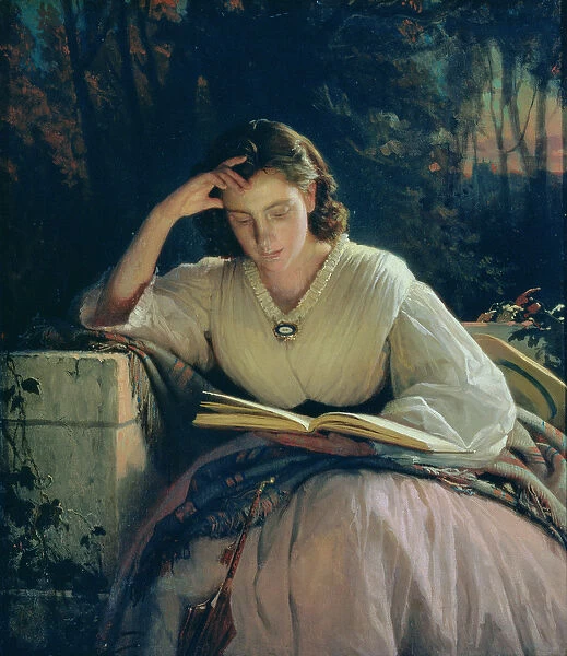 Reading (portrait of the artists wife), 1863 (oil on canvas)