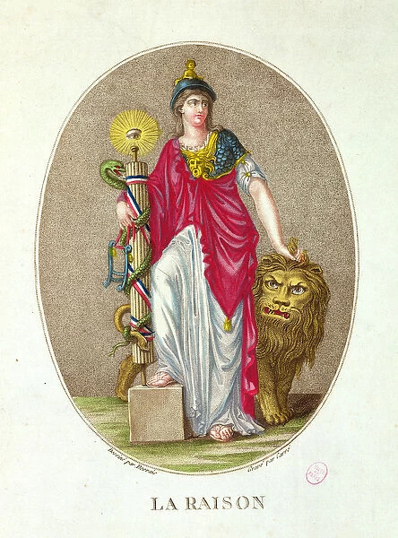 Reason, engraved by Carre, 1793 (colour litho)