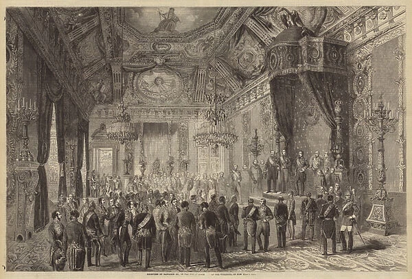 Reception by Napoleon III, in the Throne-Room of the Tuileries, on New Years Day (engraving)