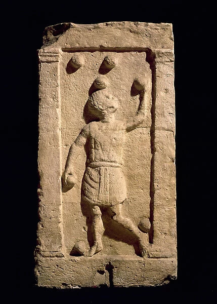 Relief depicting a juggler from the stela of Settimia Spica (stone)