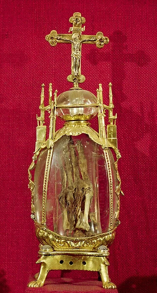 Reliquary containing the hand of St. Attalia (c. 697-741) 12th-15th century (copper
