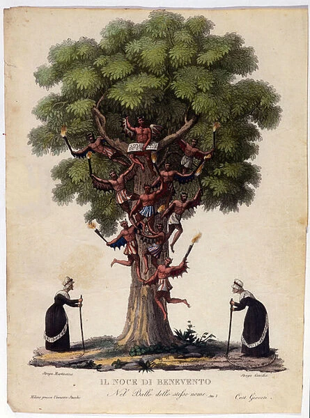 Representation of Benevent walnut, witches and demons of the legend that inspired