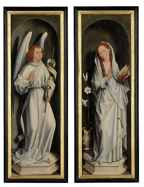 Reverse of a pair of wings showing the Annunciation (oil on panel)