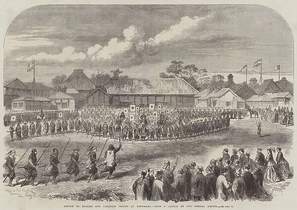 Review of British and Japanese Troops at Yokohama (engraving)