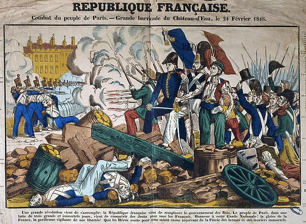 Revolution of 1848: Parisian gles fight on the barricade of Chateau d