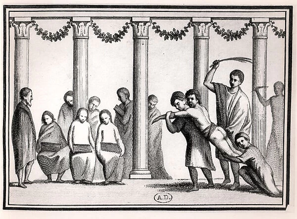 Roman Education, from a fresco (engraving) (b  /  w photo)