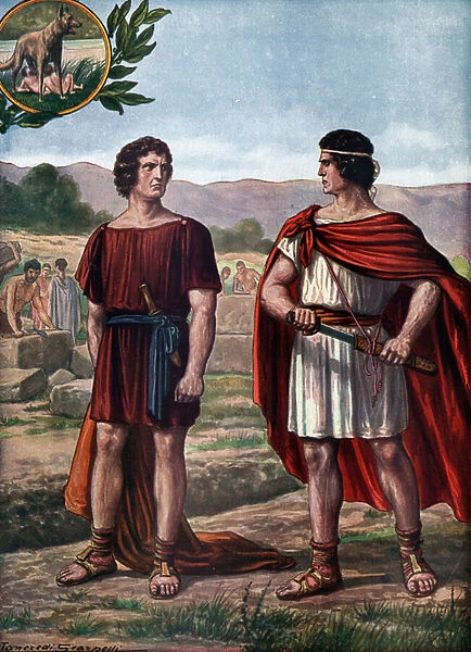 Roman mythology, Romulus and Remus and the foundation of Rome, Romulus wrote 'It will be the same for all those who dare to cross my walls'will kill his brother who will derision cross the trace path