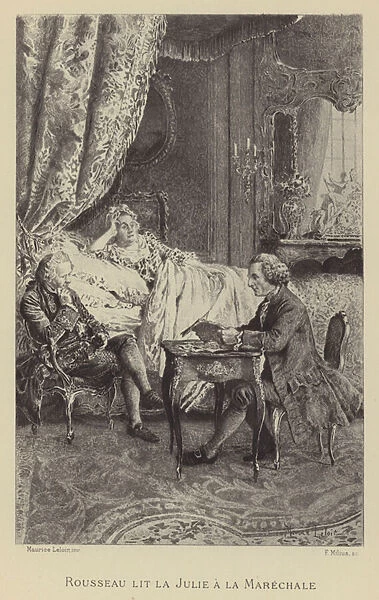 Rousseau reading his novel Julie to la Marechale (gravure)