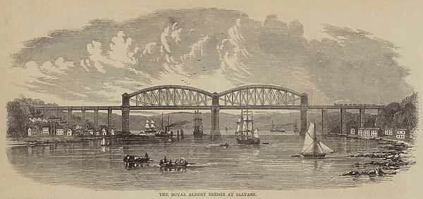 The Royal Albert Bridge at Saltash (engraving)