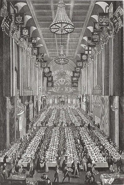 The Royal banquet at Guildhall on 9 November 1837 (engraving)