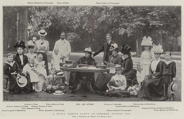 A Royal Family Party at Osborne, August 1898 (b  /  w photo)