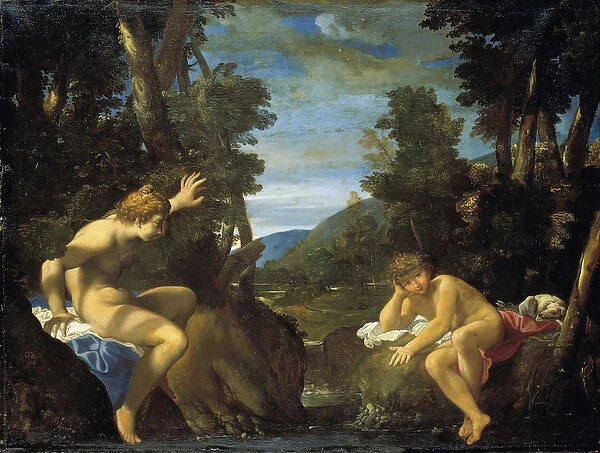 Salmacis and Hermaphroditus (oil on canvas)