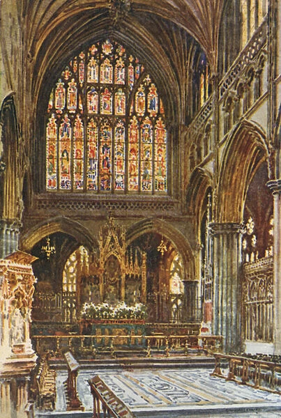 The Sanctuary, Exeter Cathedral (colour litho)