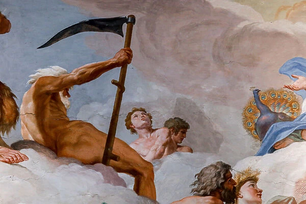 Saturn, god of time. Detail of 'The council of the Gods'1624-1625. fresco