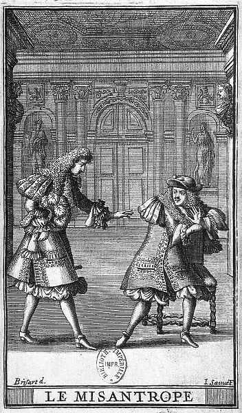 Scene from Le Misanthrope by Moliere (1622-73), engraved by Jean Sauve (fl