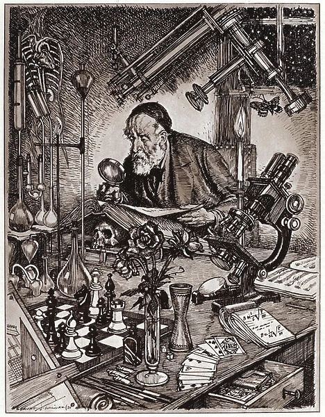 The Scientist at Work (litho)
