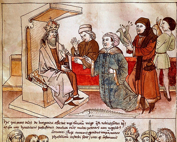 Sigismund I of Luxembourg (1368-1437), emperor of the Holy Empire receives the tribute of