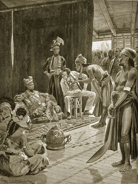Sir James Brooke in Borneo, 1842, illustration from Hutchinson