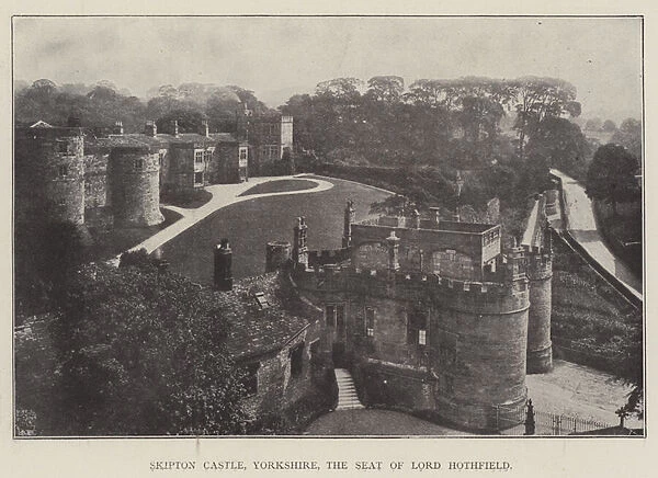 Skipton Castle, Yorkshire, the Seat of Lord Hothfield (b  /  w photo)