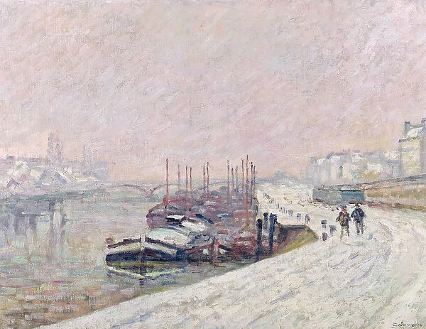 Snow in Rouen (oil on canvas)