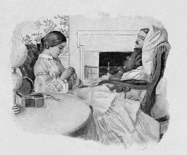 A Soldier Convalescing at Home, from Harpers Magazine, pub. 1896 (litho)
