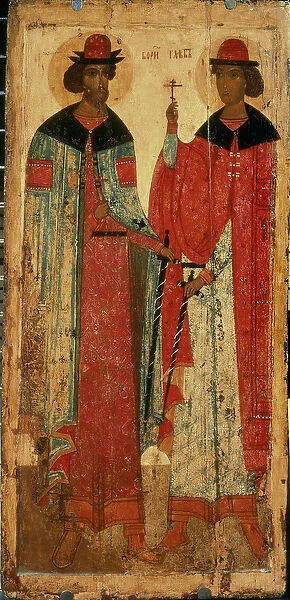 St. Boris and St. Gleb, Moscow, first half of 14th century (tempera on panel)