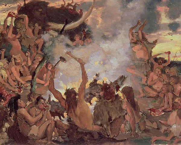 A Stone Age Feast, 1883 (oil on canvas)