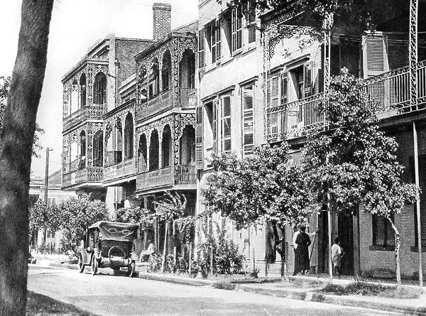 Street of balconies in the Vieux Carre, New Orleans, 1925 (b  /  w photo)